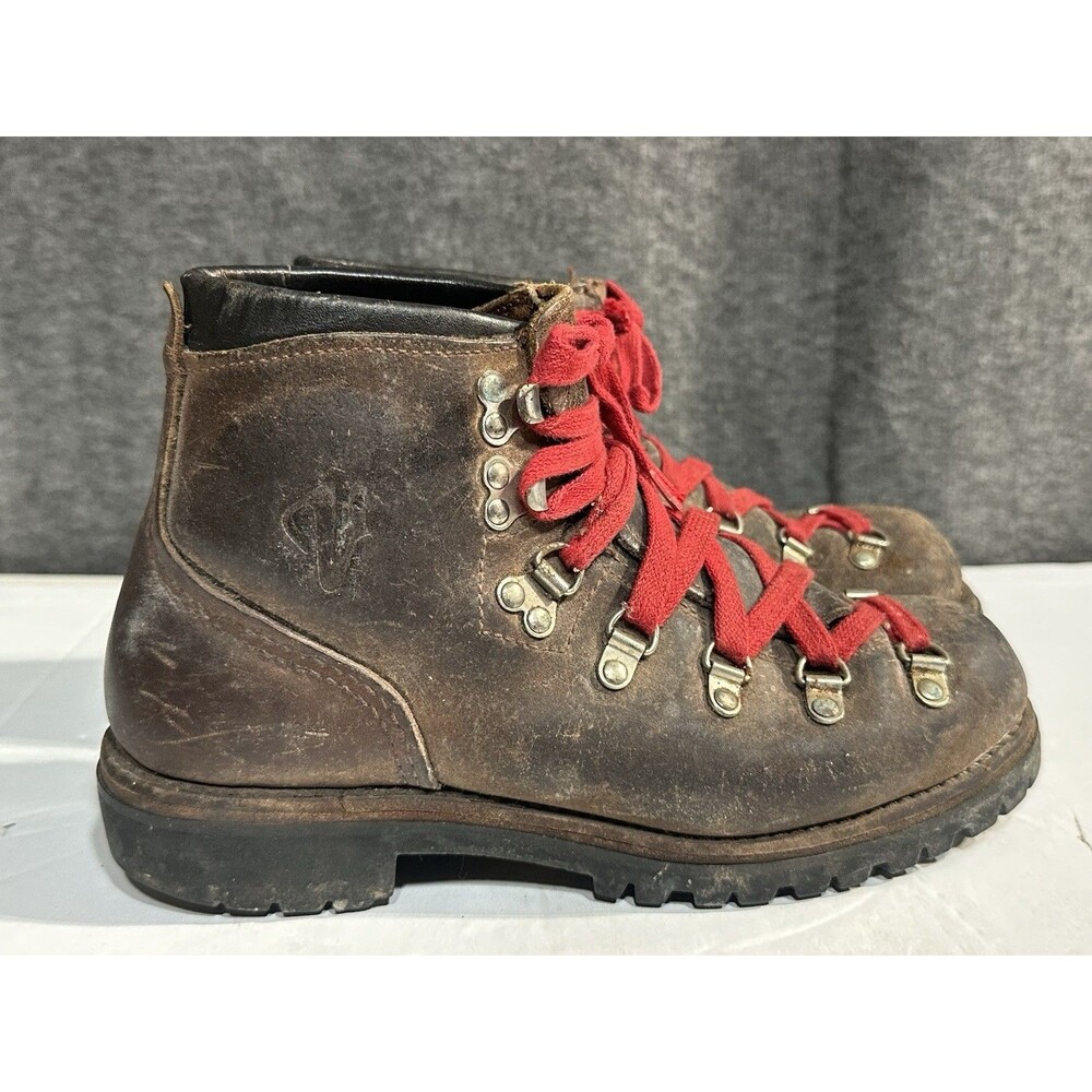 VTG VASQUE Mountaineering Hiking Boots Size 6 N Made In Italy Brown Leather VGC